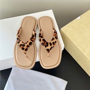 The Row Leopard-Print Tan Thong Sandals